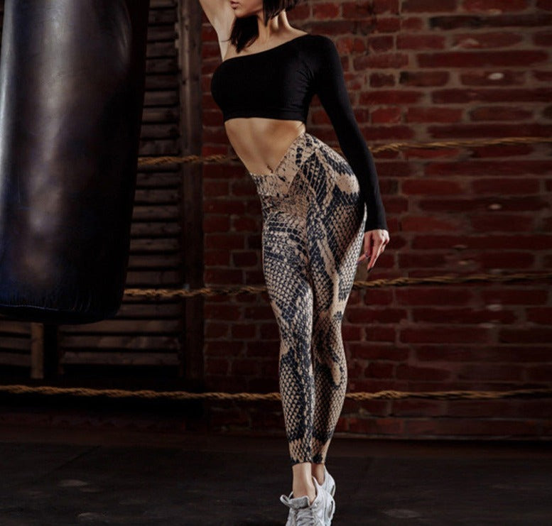 Realistic 3D Snakeskin Fashionable Print Fitness Yoga Leggings