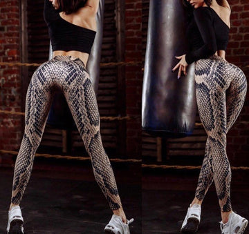 Realistic 3D Snakeskin Fashionable Print Fitness Yoga Leggings