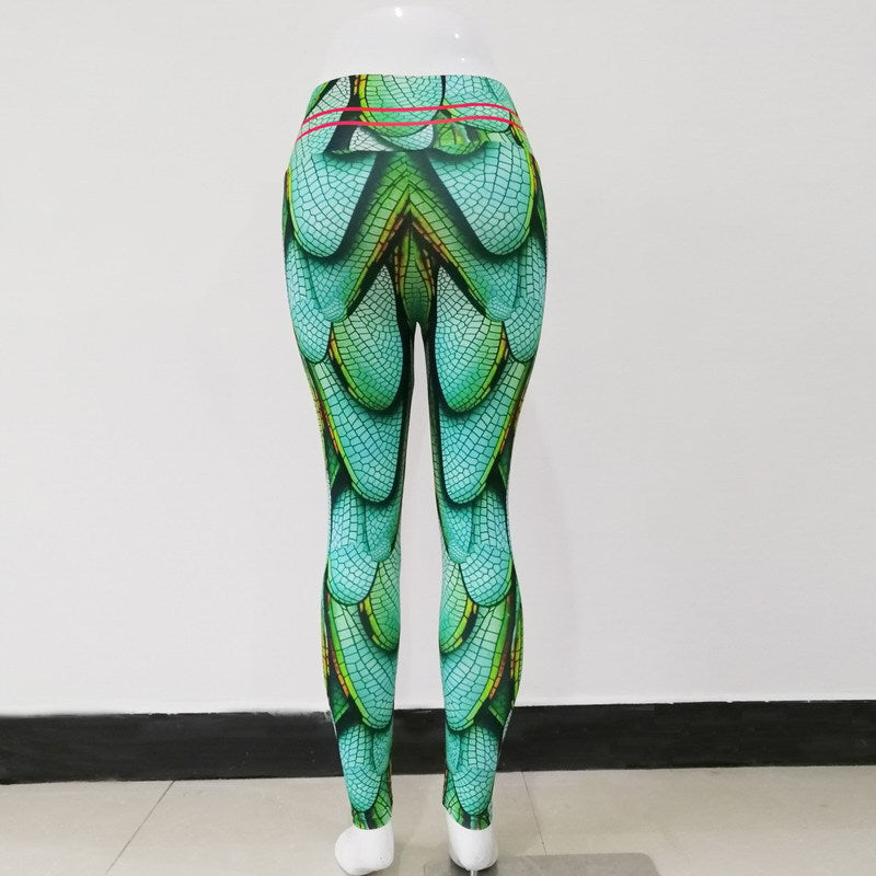 Realistic 3D Large Insect Green Scales Tight yoga leggings