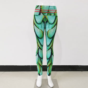 Realistic 3D Large Insect Green Scales Tight yoga leggings