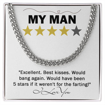 To My Man, 5 Stars If If Weren't For Farting, Soulmate Gifts for Women Men, Anniversary Valentine Gift for Soulmate, My Soulmate Cuban Chain, Cuban For Husband From Wife, Soulmate Gifts, Birthday Gifts For Husband, Gift Ideas, Wedding, New Baby