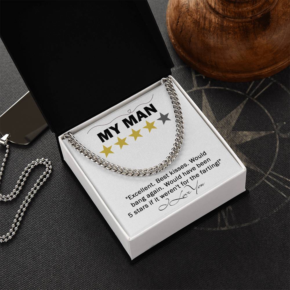 To My Man, 5 Stars If If Weren't For Farting, Soulmate Gifts for Women Men, Anniversary Valentine Gift for Soulmate, My Soulmate Cuban Chain, Cuban For Husband From Wife, Soulmate Gifts, Birthday Gifts For Husband, Gift Ideas, Wedding, New Baby