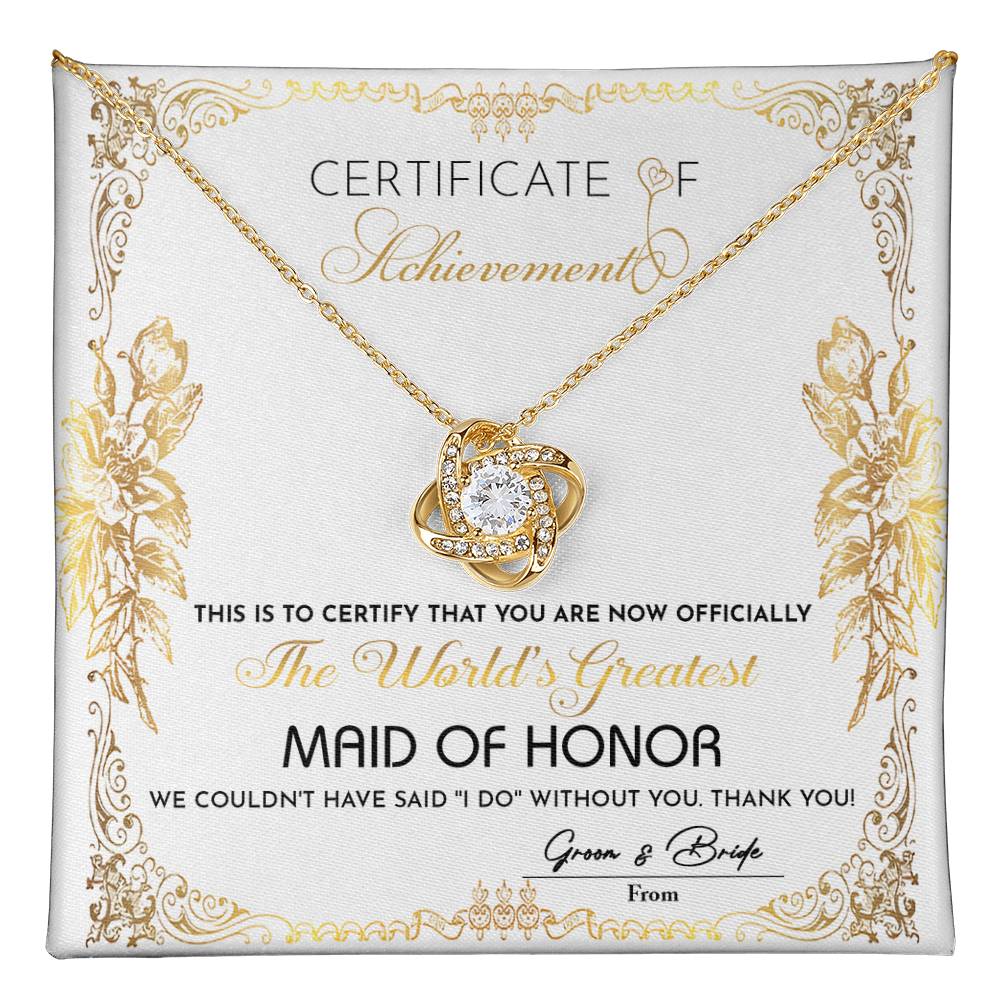 Maid Of Honor-Certificate Of Achievement