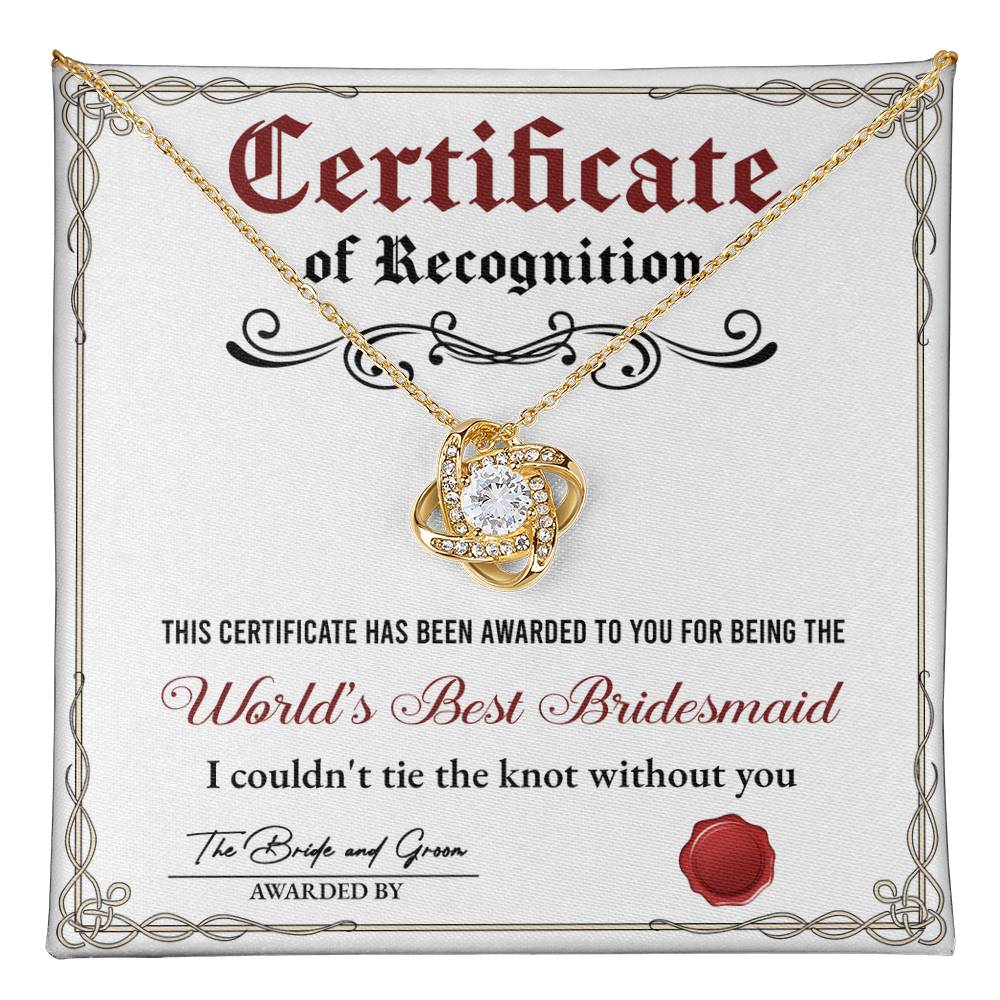 Bridesmaid-Certificate Of Recognition