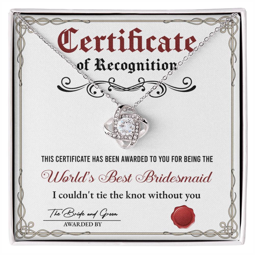 Bridesmaid-Certificate Of Recognition