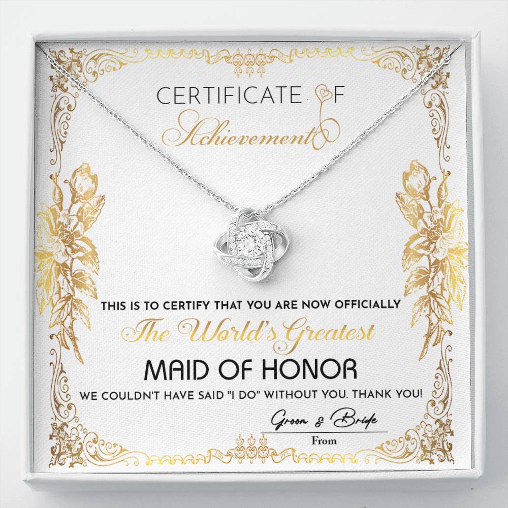 Maid Of Honor-Certificate Of Achievement