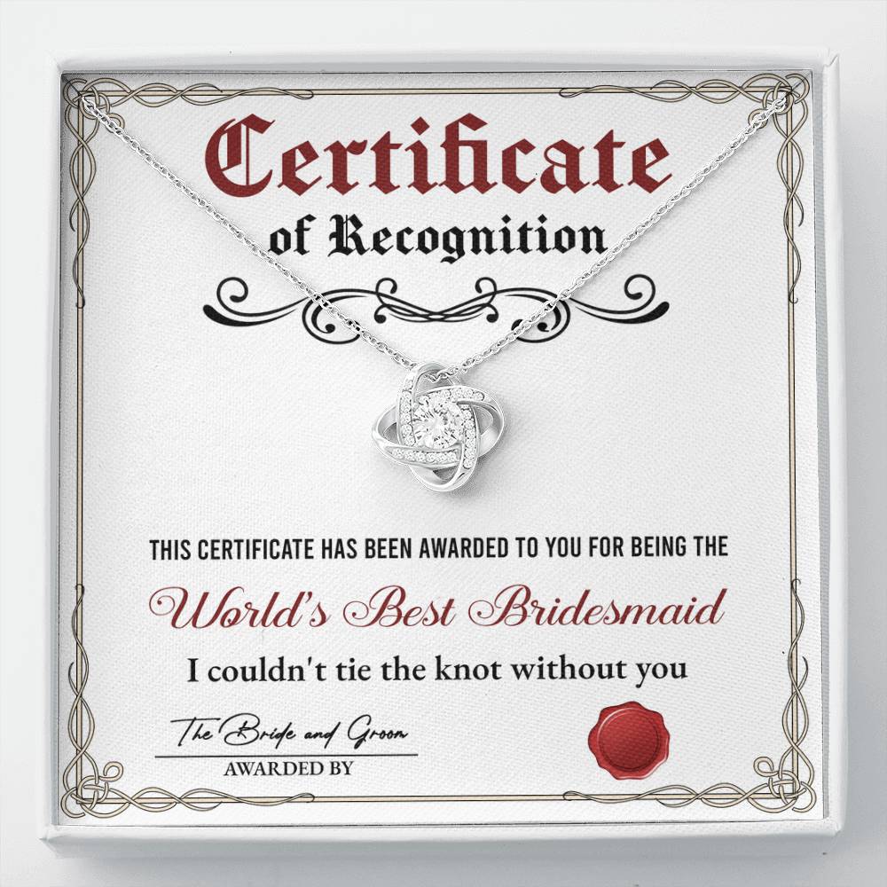 Bridesmaid-Certificate Of Recognition