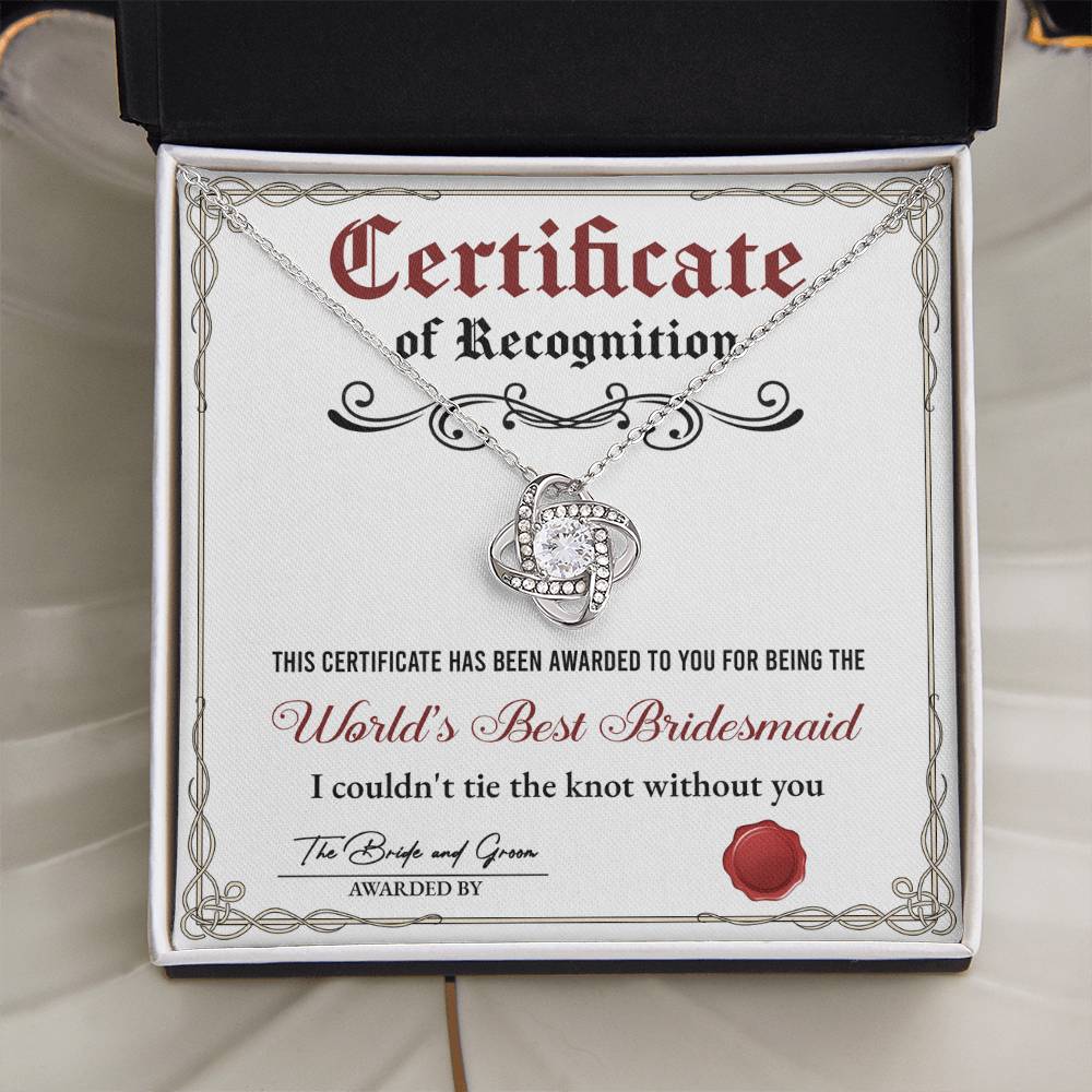 Bridesmaid-Certificate Of Recognition