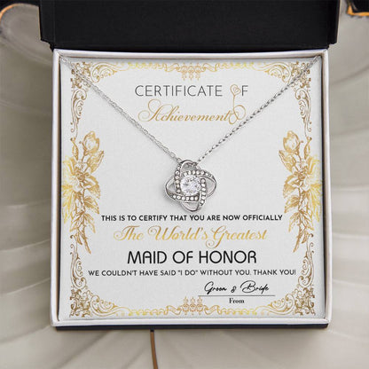 Maid Of Honor-Certificate Of Achievement