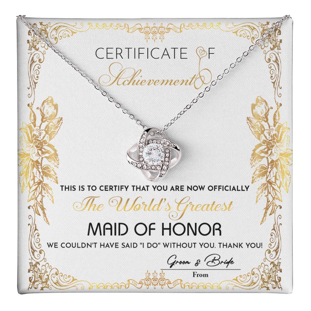 Maid Of Honor-Certificate Of Achievement