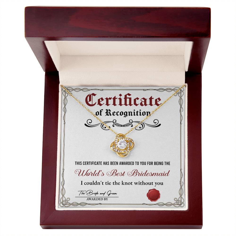 Bridesmaid-Certificate Of Recognition