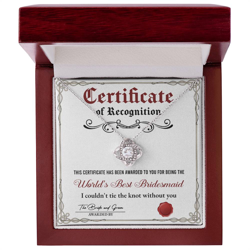 Bridesmaid-Certificate Of Recognition