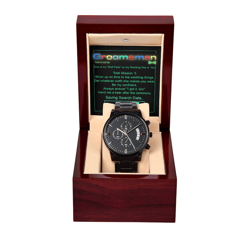 Groomsman-Saving Search Data-Metal Chronograph Watch