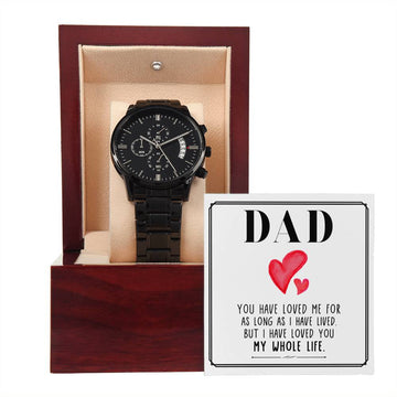 Watch-Dad You Have Loved Me Black Chronograph Watch with Mahogany Style Luxury Box with Message card