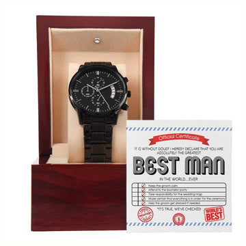 To My Best Man - Official Certificate you are absolutely the greatest - Metal Chronograph Watch with Mahogany Style Luxury Box with Message card