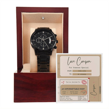 Husband-Coupon Book-Metal Chronograph Watch