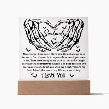 Halloween Decorative Plaque To My Soulmate What True Security Feels Like, trust you, my best friend, your love brought me back to life, my man, my woman, my husband, my wife, my Boo, gift ideas