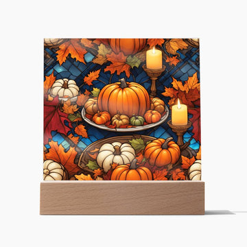 Abundance of Pumpkins for Thanksgiving, gift ideas, xmas, Christmas, stained glass-like painting