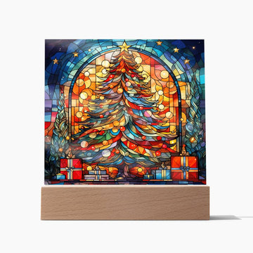 Christamas Tree on Stained Glass, Gift ideas, celebrations, parties, decor