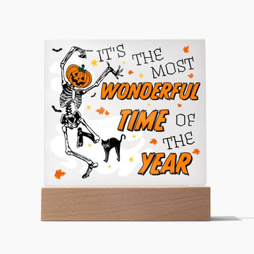 Halloween Decorative Plaques - It's the most Wonderful Time of The Year,  Pumpkin Head Skeleton Man, Black Cat, gift ideas, celebration, party