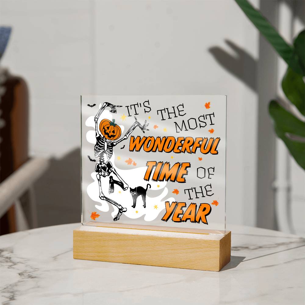 Halloween Decorative Plaques - It's the most Wonderful Time of The Year,  Pumpkin Head Skeleton Man, Black Cat, gift ideas, celebration, party