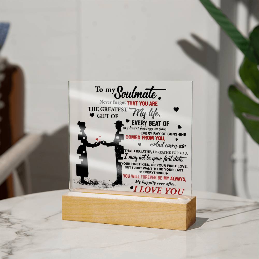 Acrylic Plaque Gifts for Soulmate, I Breathe For You, Soulmate Gifts for Women Men, Anniversary Valentine Gift for Soulmate, For Wife From Husband, Birthday Gifts For Wife, Birthday Gifts For Soulmate, Wife Birthday Gift Ideas