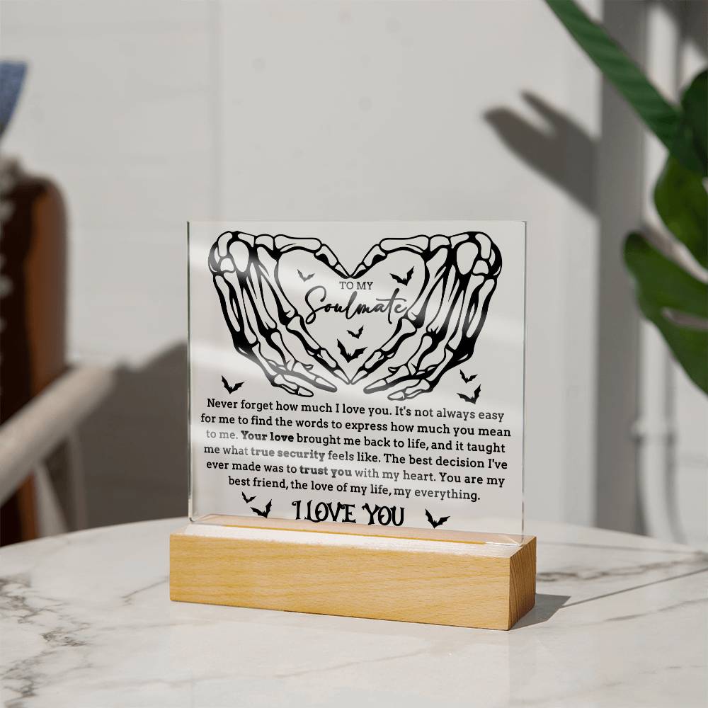 Halloween Decorative Plaque To My Soulmate What True Security Feels Like, trust you, my best friend, your love brought me back to life, my man, my woman, my husband, my wife, my Boo, gift ideas