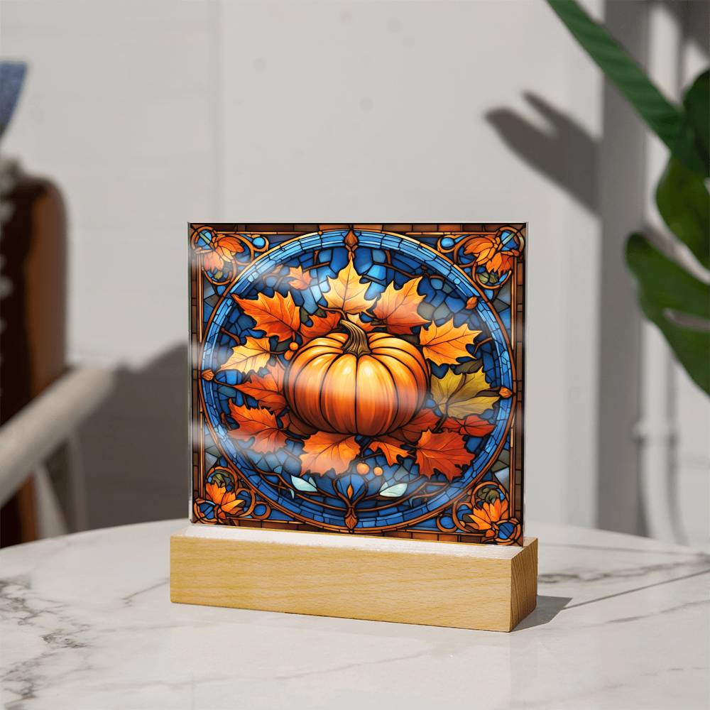 Huge Pumpkin with stained glass-like design, Thanksgiving, xmas, Christmas, gift ideas, abundance