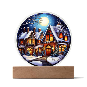 3D Acrylic﻿ Painting Decorative Plaque Snow Covered Houses Christmas Gift Ideas For Family Colleagues Business Partners Friends Neighbours Seasons Greetings