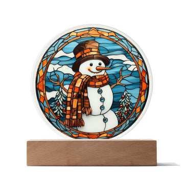 Snowman in stained like glass, xmas, thanksgivng, gift ideas