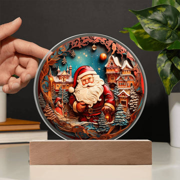 Round Acrylic Decor - Merry Xmas, Santa, Christmas, gift ideas, led, mom, dad, brother, sister, aunt, grandma, buddy, soulmate