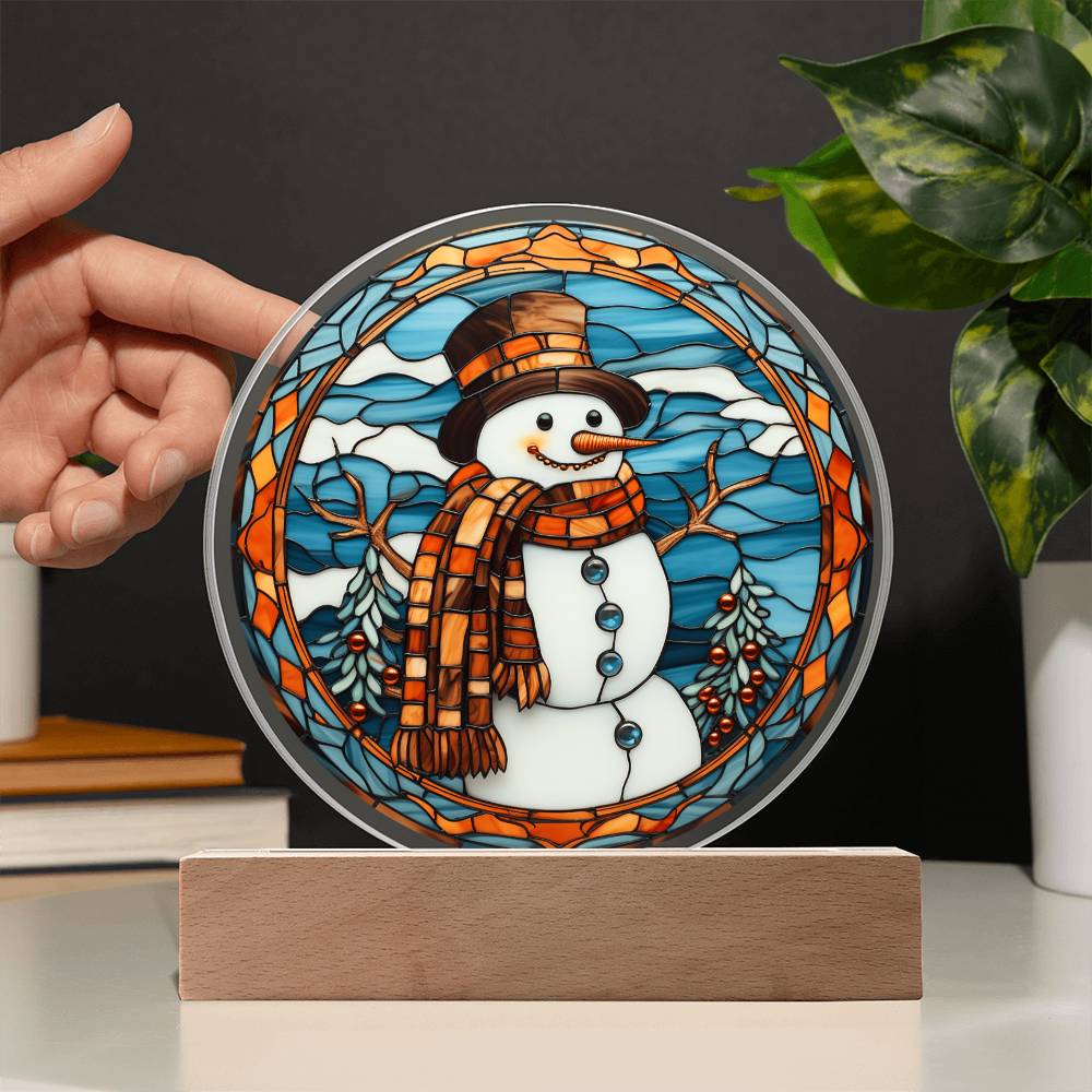 Snowman in stained like glass, xmas, thanksgivng, gift ideas