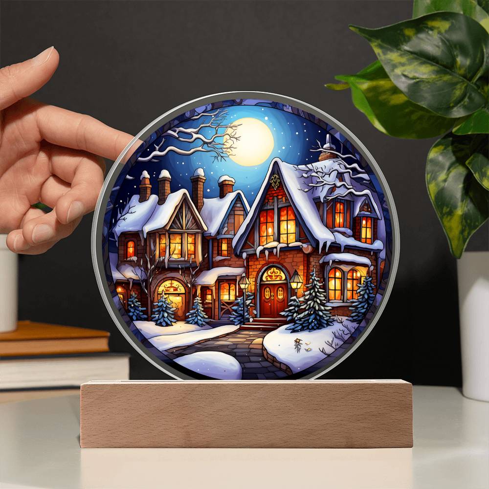 3D Acrylic﻿ Painting Decorative Plaque Snow Covered Houses Christmas Gift Ideas For Family Colleagues Business Partners Friends Neighbours Seasons Greetings