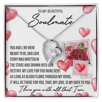 To My Beautiful Soulmate We Were Meant To Be Necklace Women Men Anniversary Valentine To Wife From Husband Birthday Gift Ideas Wedding New Baby