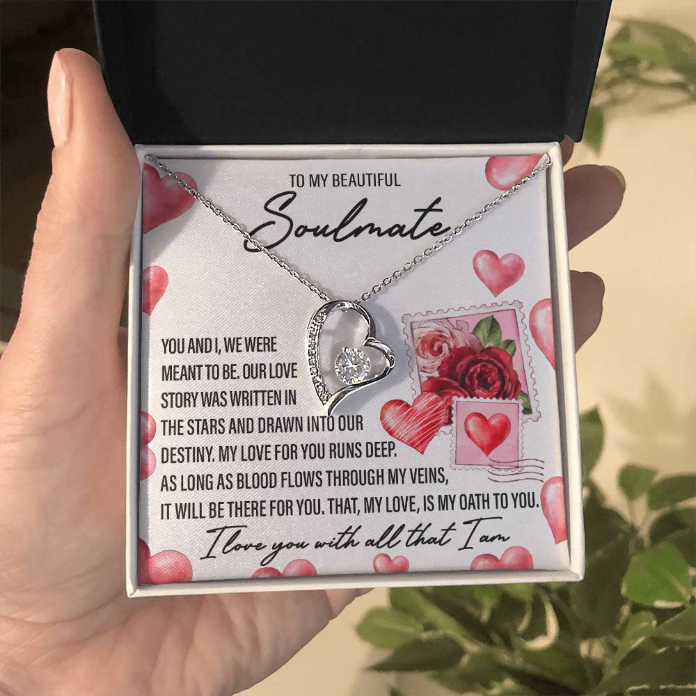 To My Beautiful Soulmate We Were Meant To Be Necklace Women Men Anniversary Valentine To Wife From Husband Birthday Gift Ideas Wedding New Baby