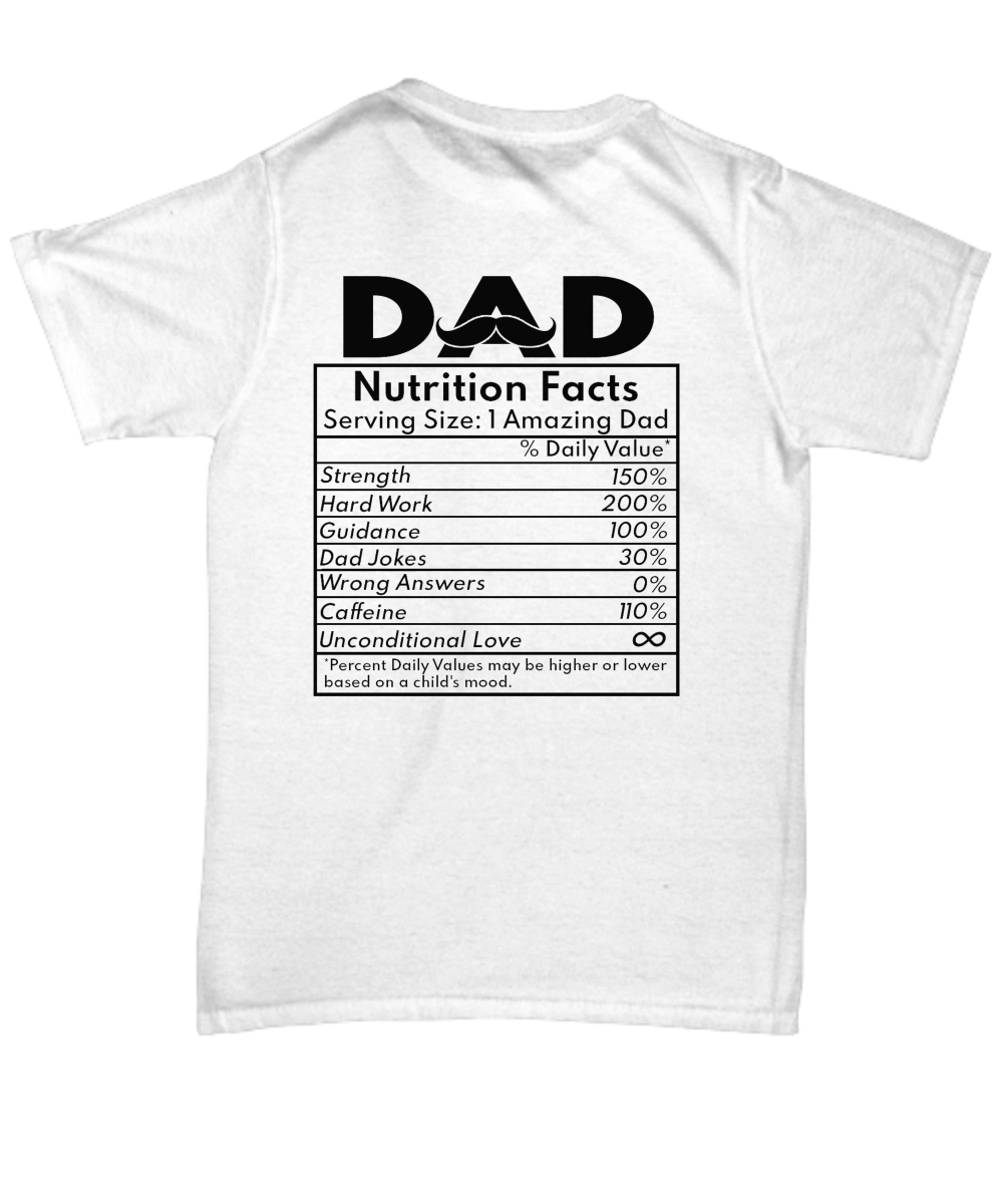 Dad Nurition Facts serving size for 1 amazing dad