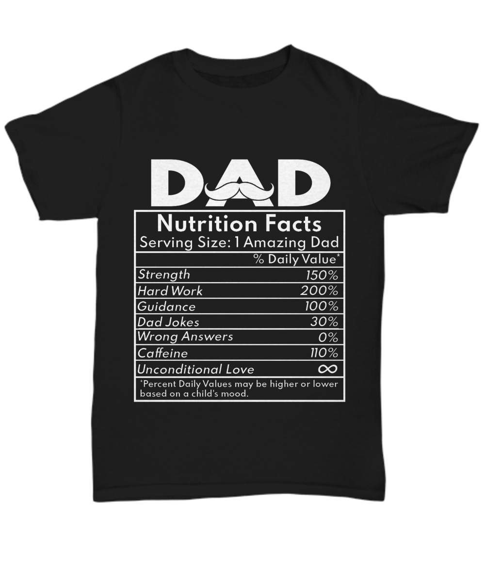 Dad Facts, Strength, hard work, guidance, dad jokes, wrong answers, caffeine, unconditional love