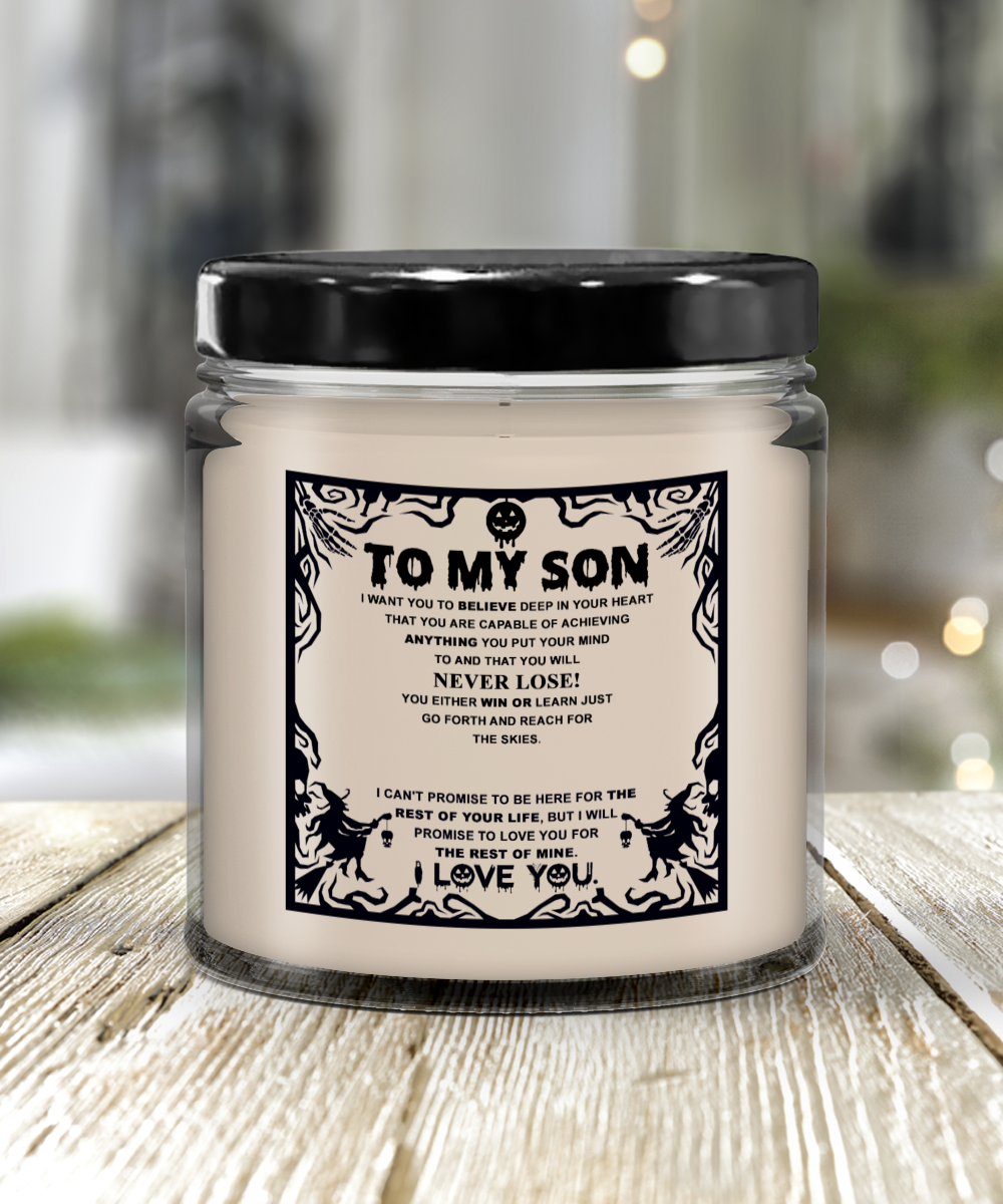 Halloween Candle- To My Son: Win or Learn